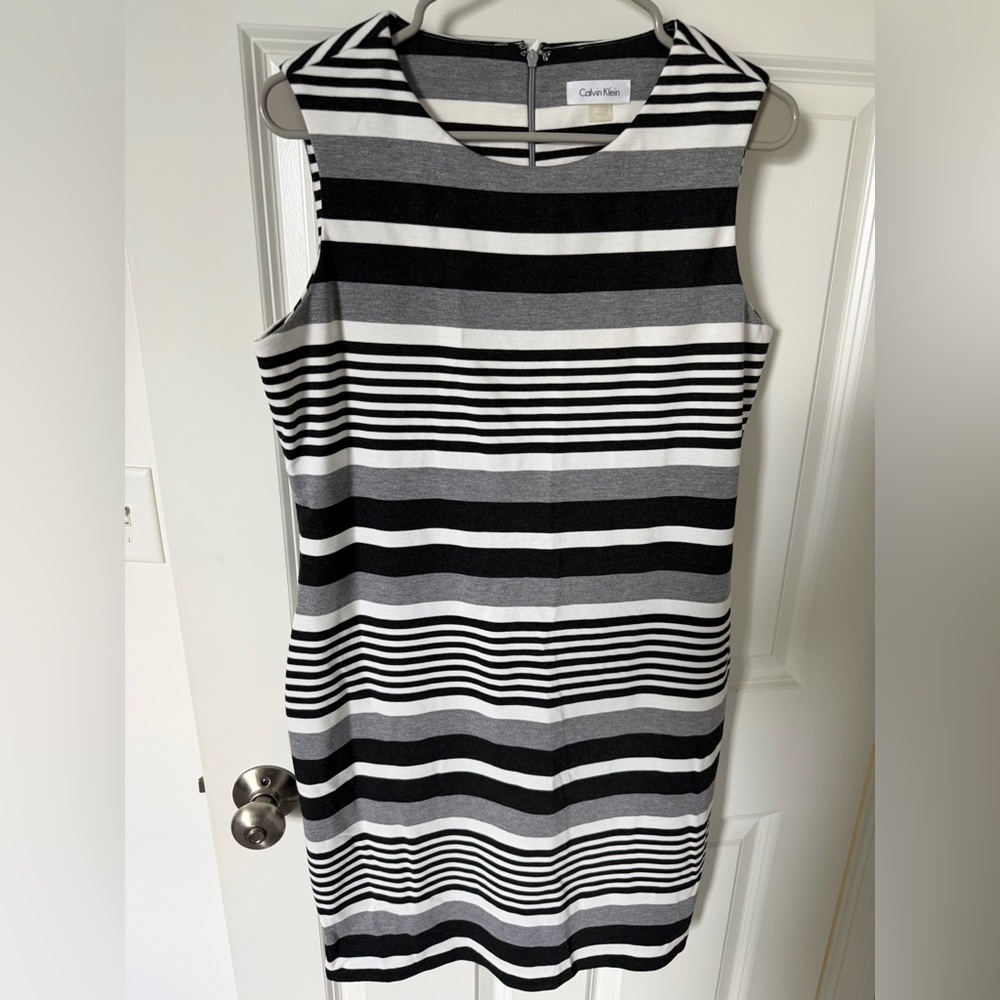 Calvin Klein Striped Sleeveless Sheath Dress size 12 barely worn